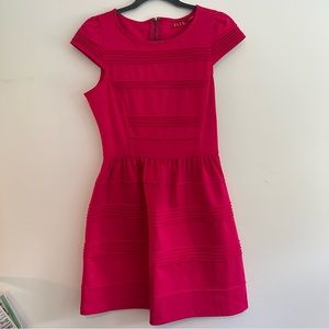 ELLE Pink Pleated Dress | Women's 4 | Aline Dress | Knee Length | Scoop Neck